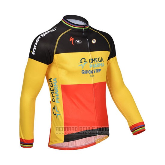 2013 Fahrradbekleidung Omega Pharma Quick Step Champion Belgien Trikot Langarm und Tragerhose - zum Schließen ins Bild klicken